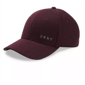 DKNY Hat Burgundy Red Baseball Cap Wool Blend Logo